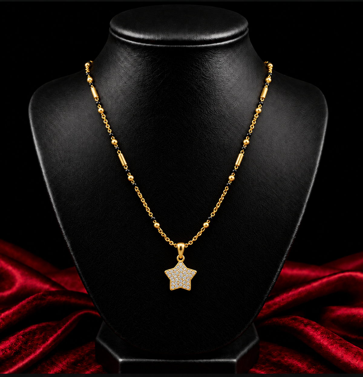 18K Gold Tone Anti-Tarnish Star Pendant Mangalsutra