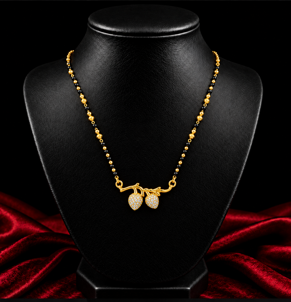 18K Gold Tone Anti-Tarnish Pear-Shaped Pendant Mangalsutra