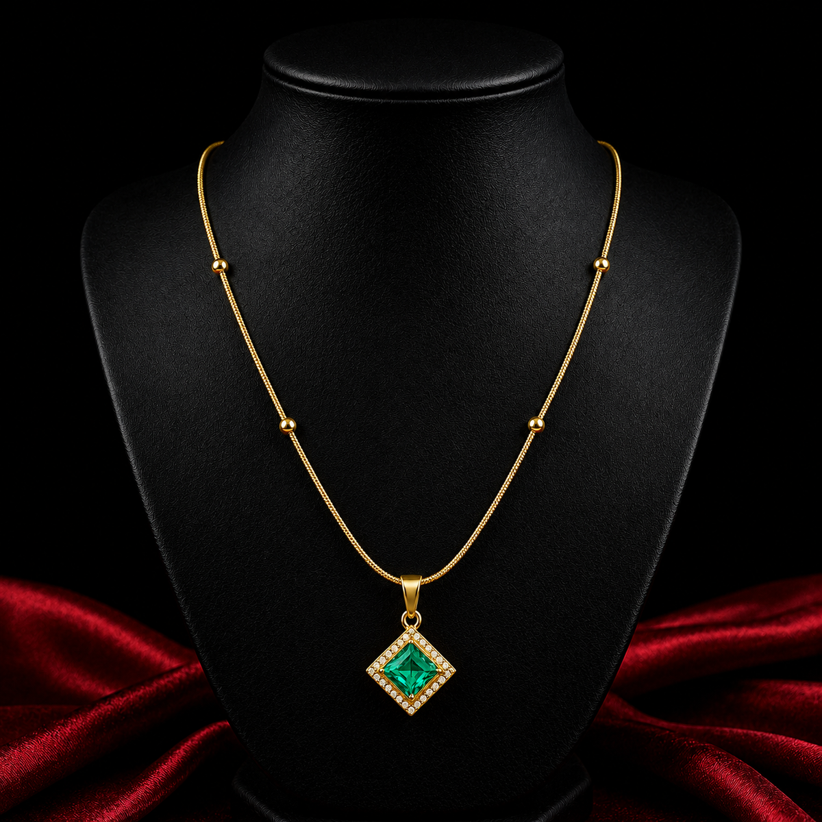 18K Emerald Spark Necklace