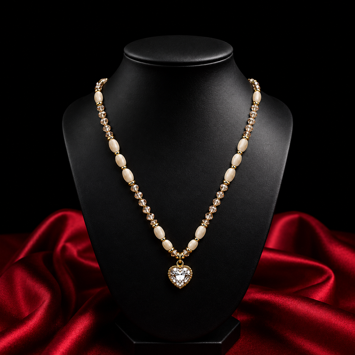 18K Gold Plated Beaded Heart Necklace