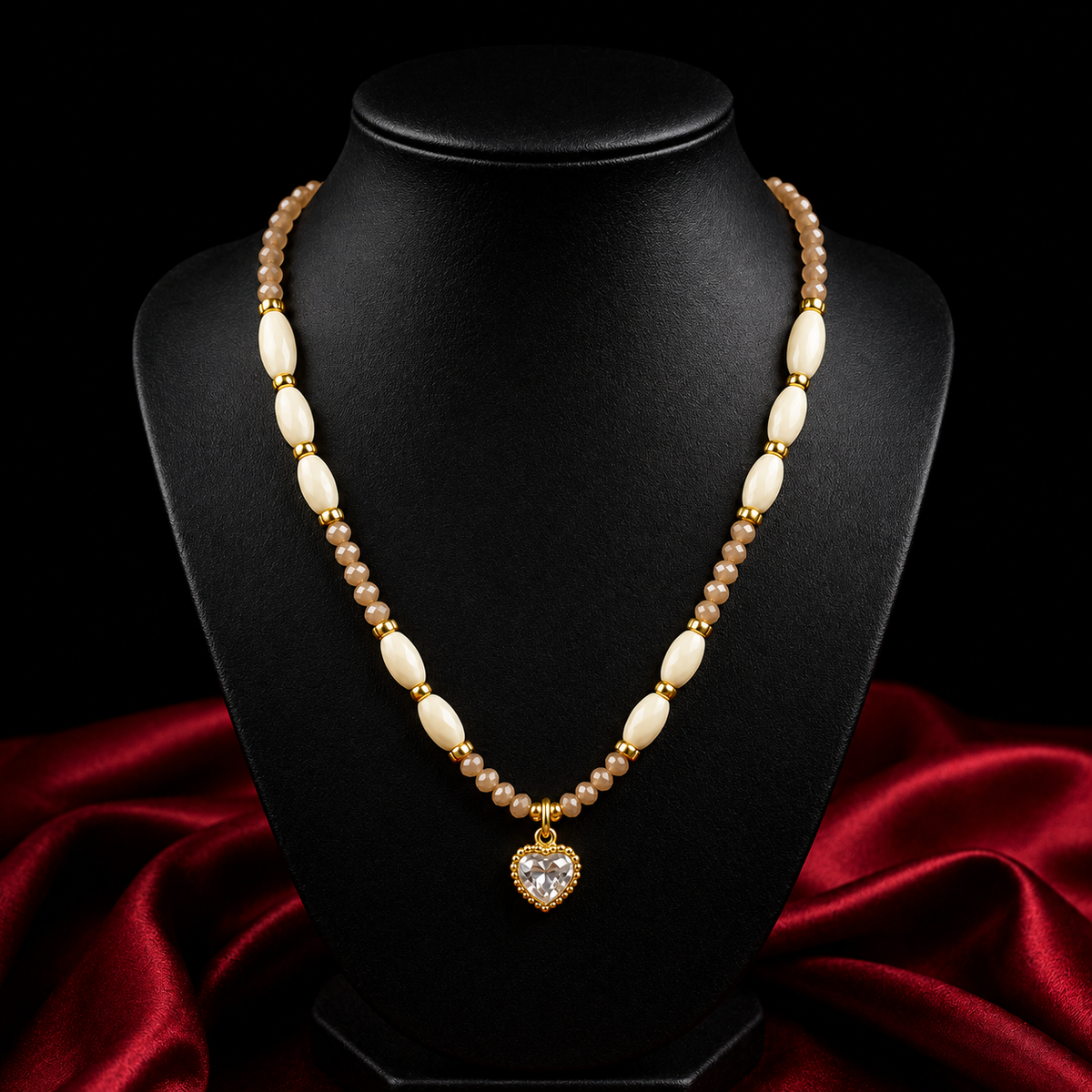 18K Heart Pearl Necklace