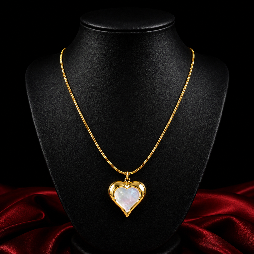 18K Pearl Heart Necklace