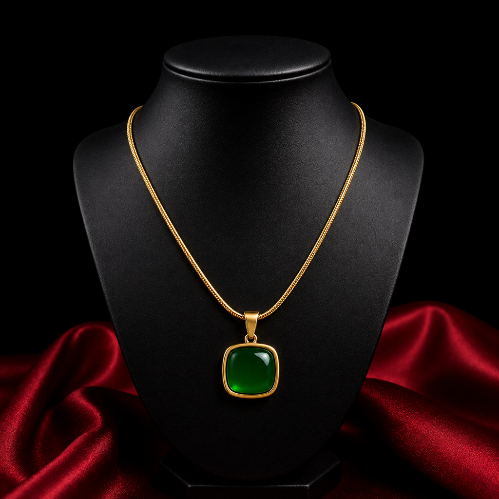 18K Gold Plated Jade Necklace