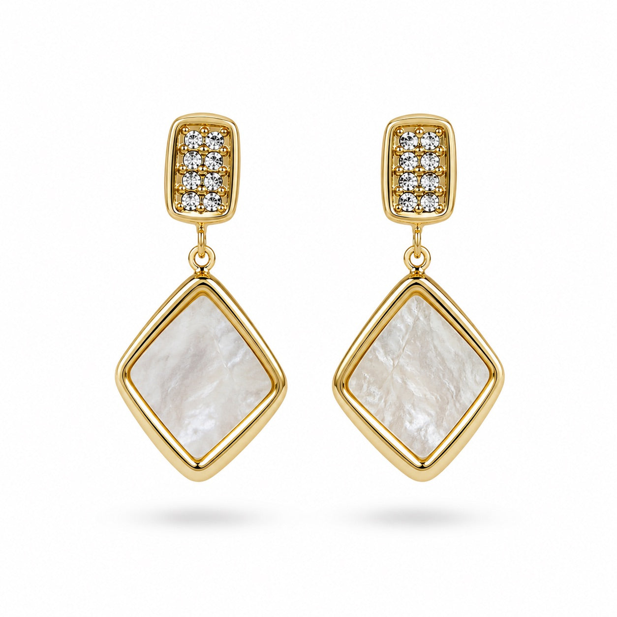 18K Mother of Pearl Diamond Drop Earrings