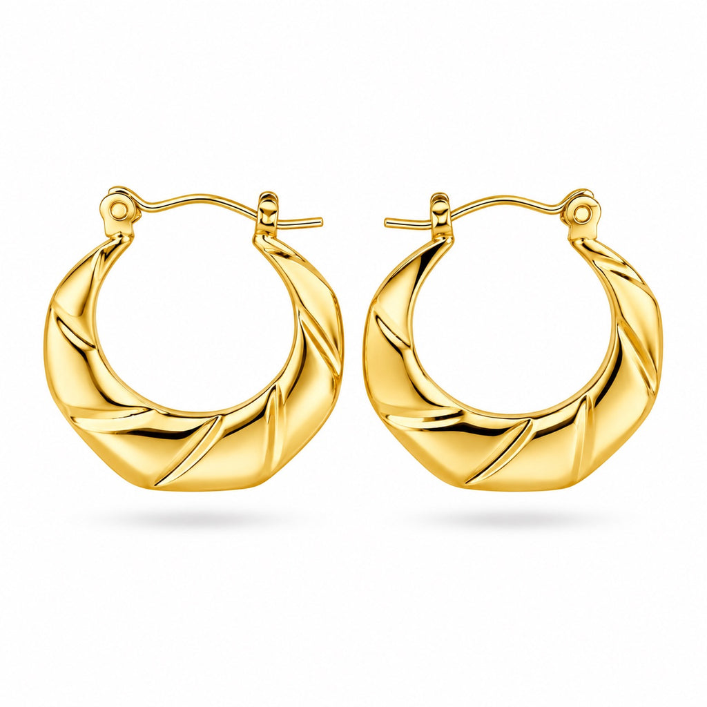 18K Twisted Sculpted Hoop Earrings