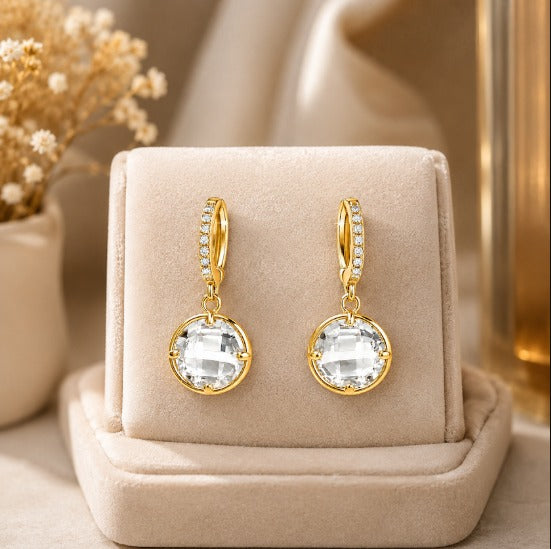 18K Crystal Drop Hoop Earrings