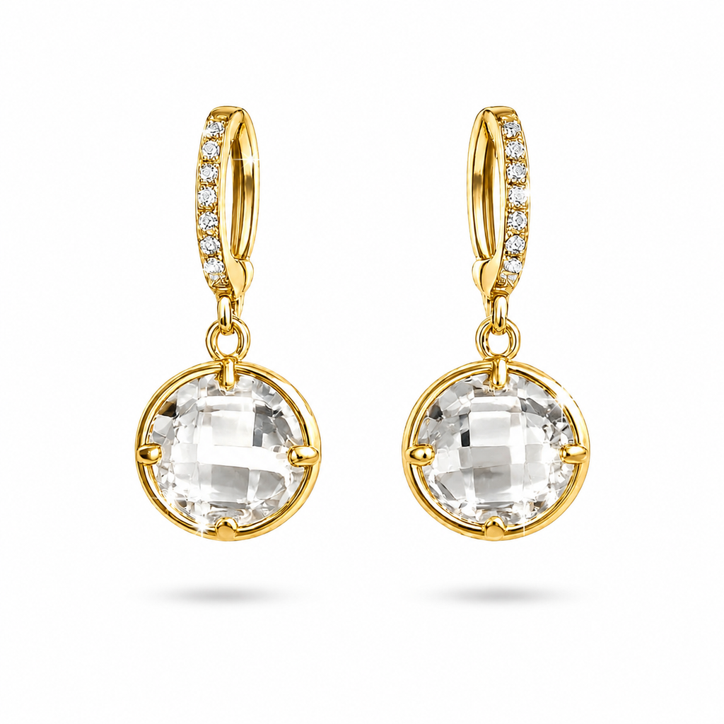 18K Crystal Drop Hoop Earrings