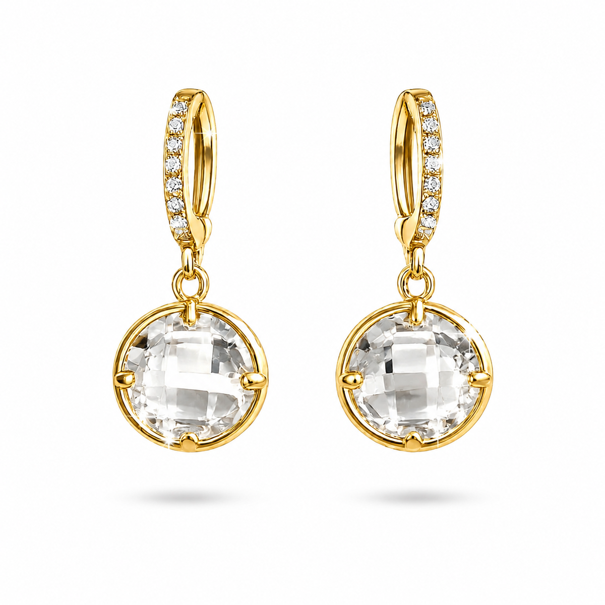 18K Crystal Drop Hoop Earrings