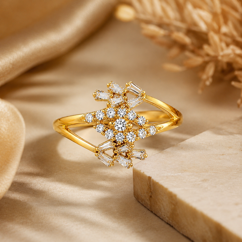 18K Crystal Burst Adjustable Statement Ring
