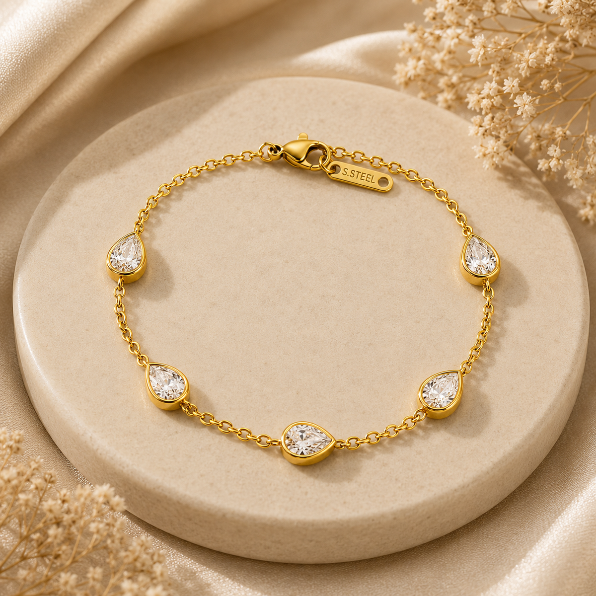 18K Teardrop Crystal Bracelet