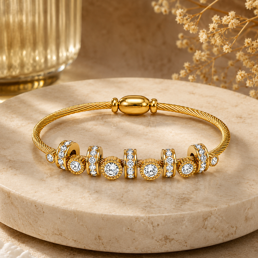 18K Crystal Charm Cable Bracelet