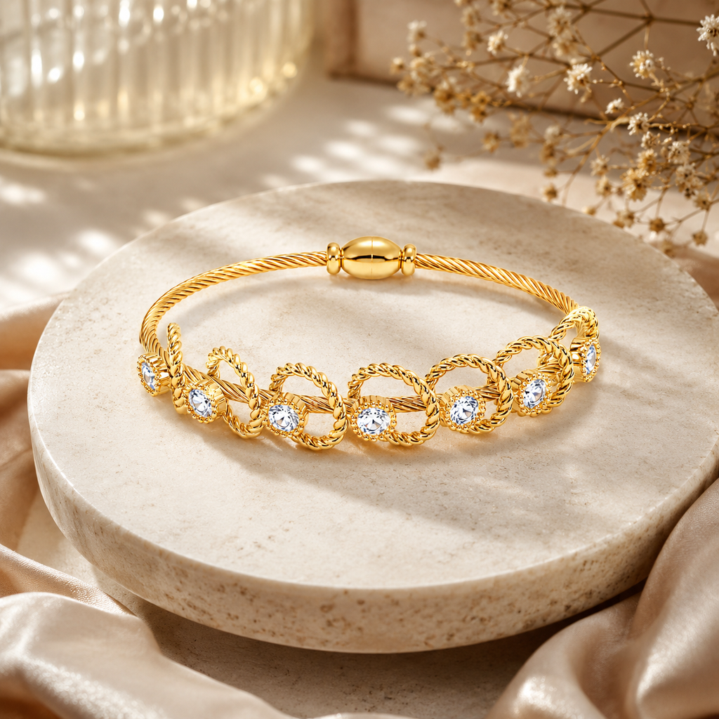 18K Crystal Rope Cable Bracelet