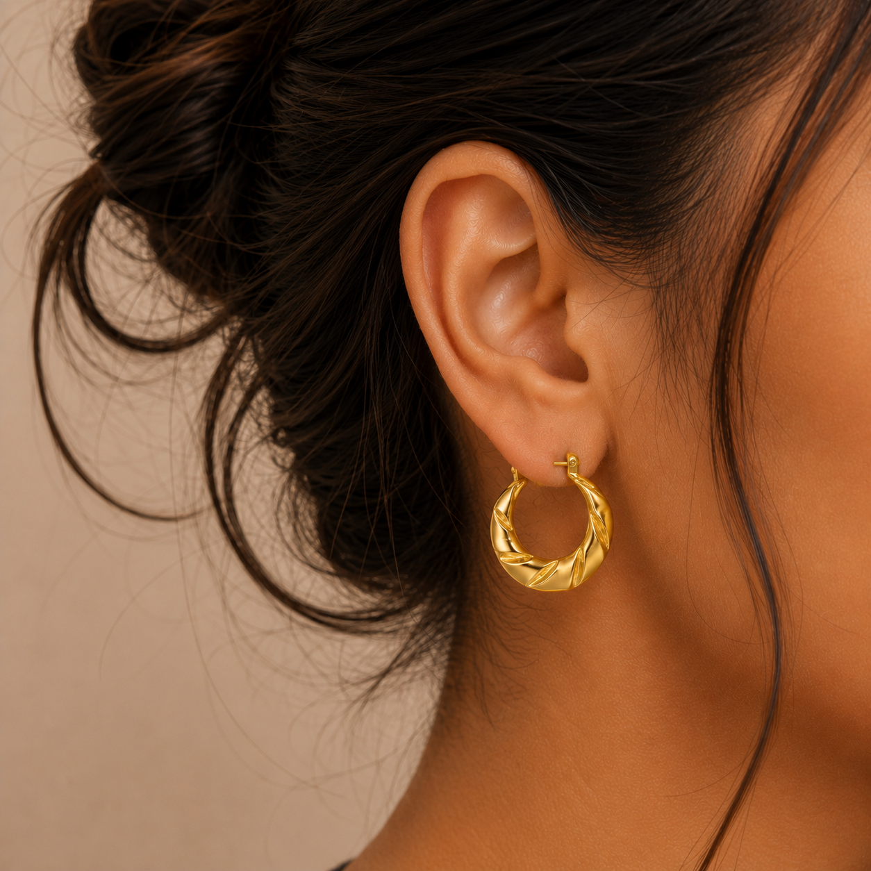 18K Twisted Sculpted Hoop Earrings