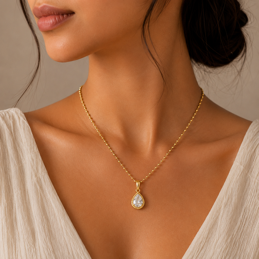18K Crystal Drop Necklace