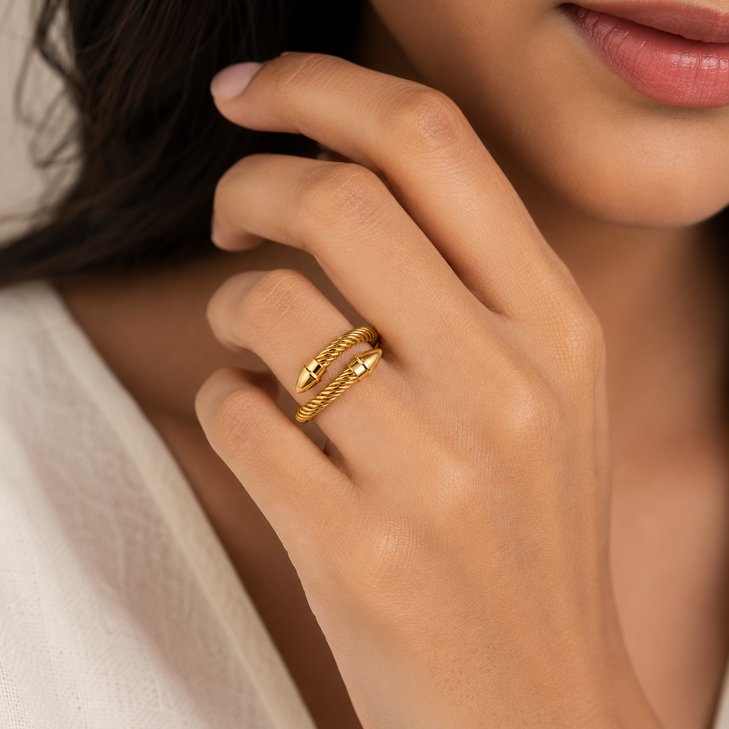 18K Twisted Cable Open Cuff Ring