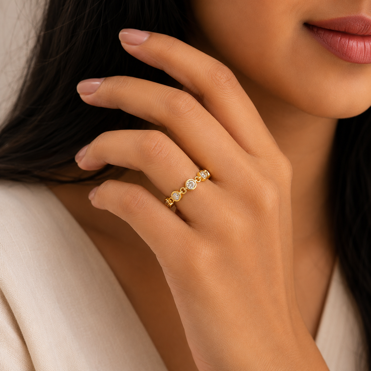 18K Crystal Link Eternity Ring
