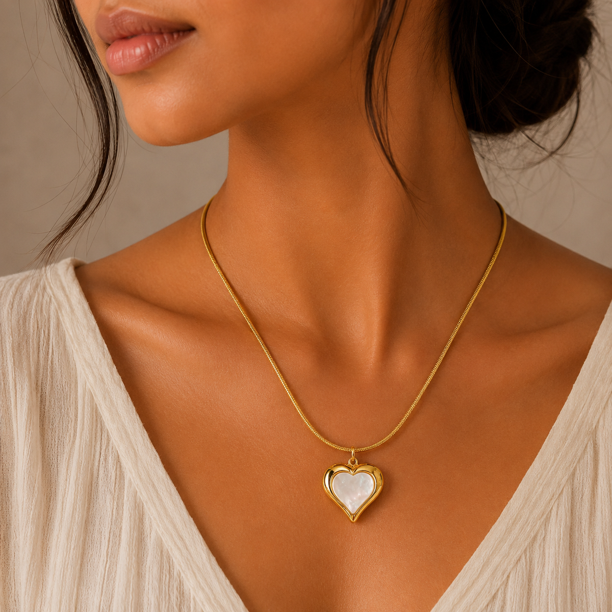 18K Pearl Heart Necklace