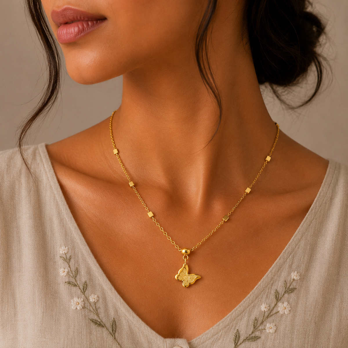 18K Gold Plated Golden Butterfly Necklace