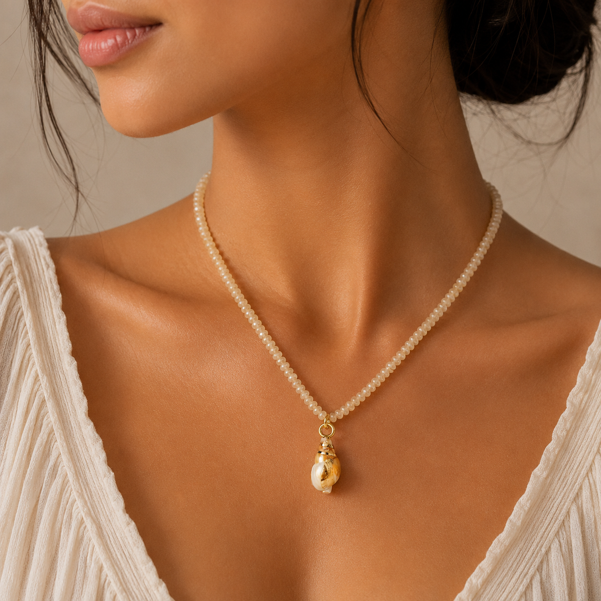 18K Seashell Charm Necklace