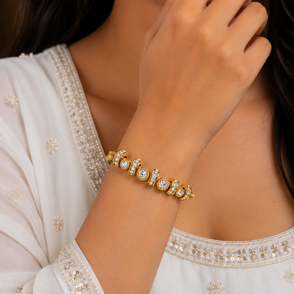 18K Crystal Charm Cable Bracelet
