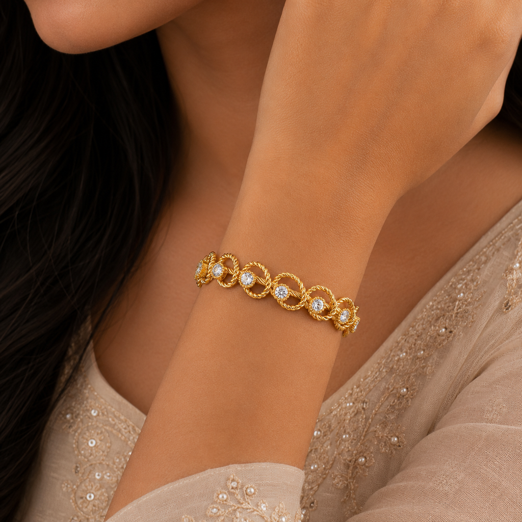 18K Crystal Rope Cable Bracelet
