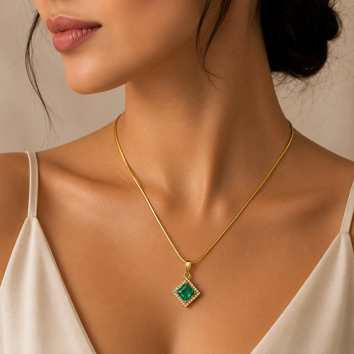 18K Emerald Spark Necklace