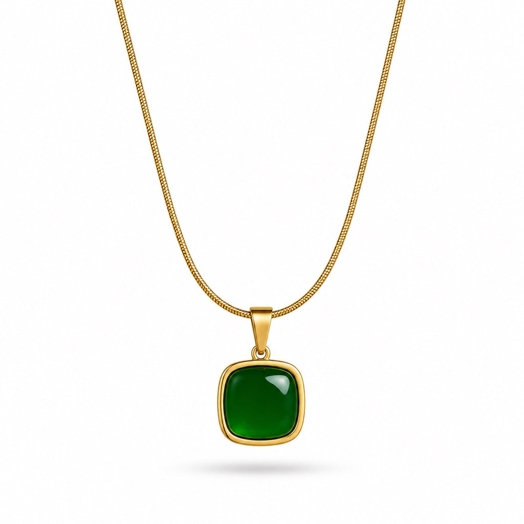 18K Gold Plated Jade Necklace