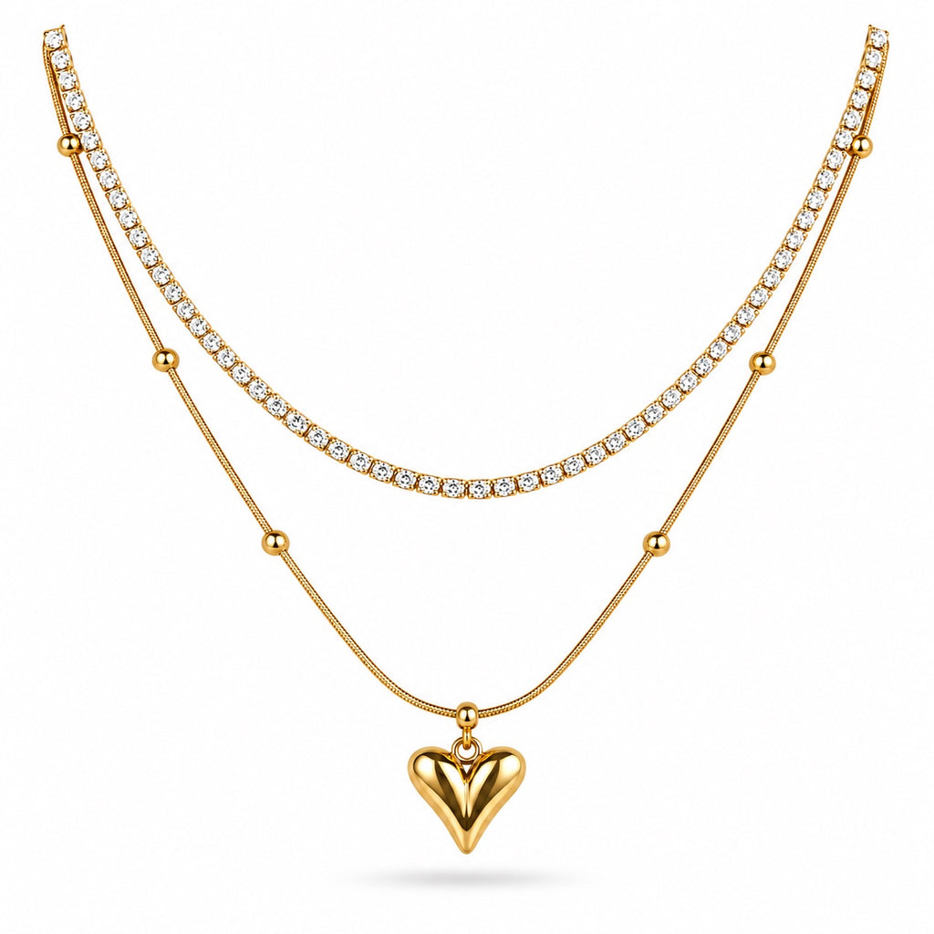 18K Layered Heart Necklace