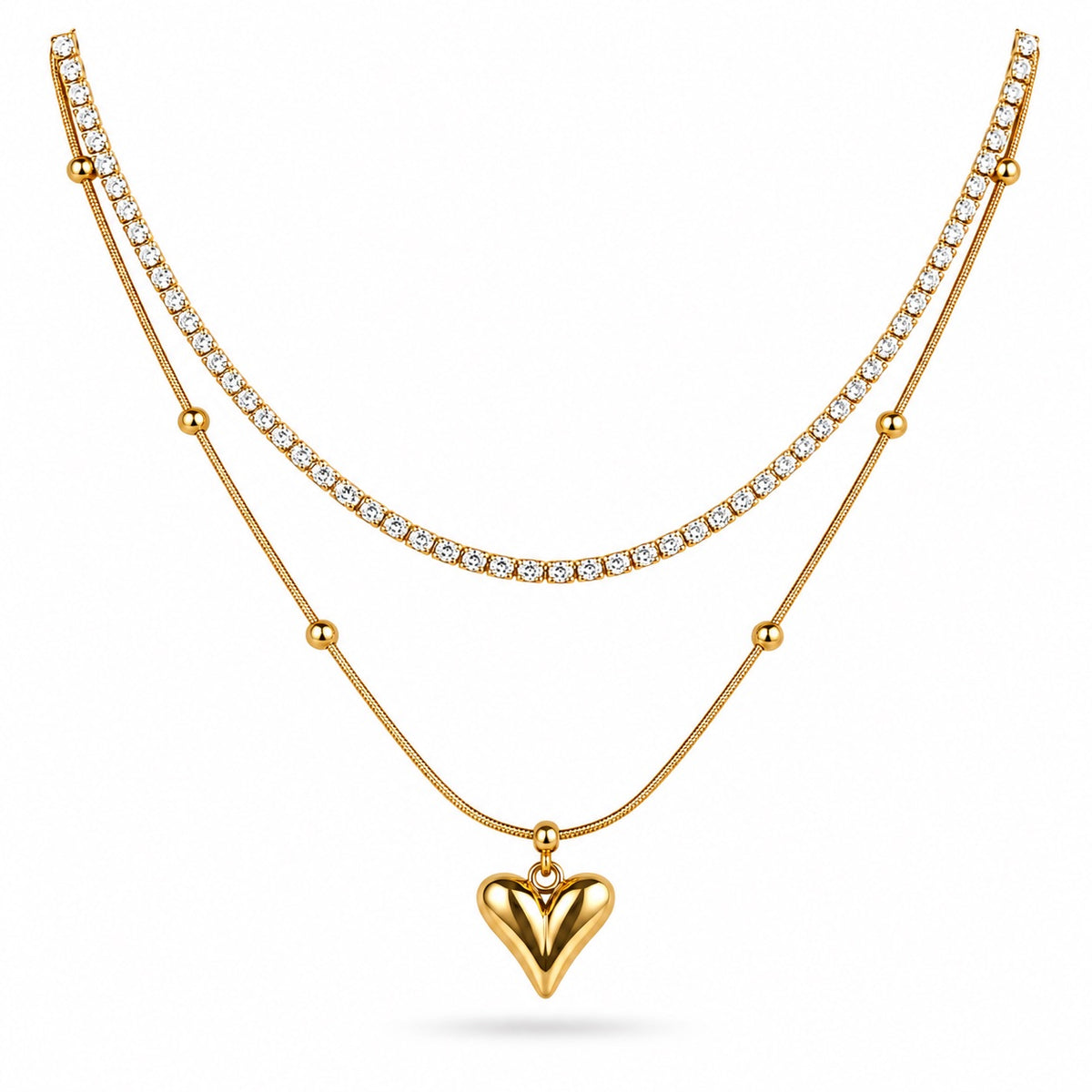 18K Layered Heart Necklace