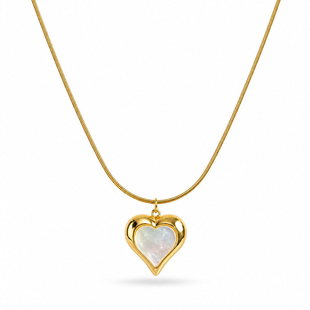 18K Pearl Heart Necklace