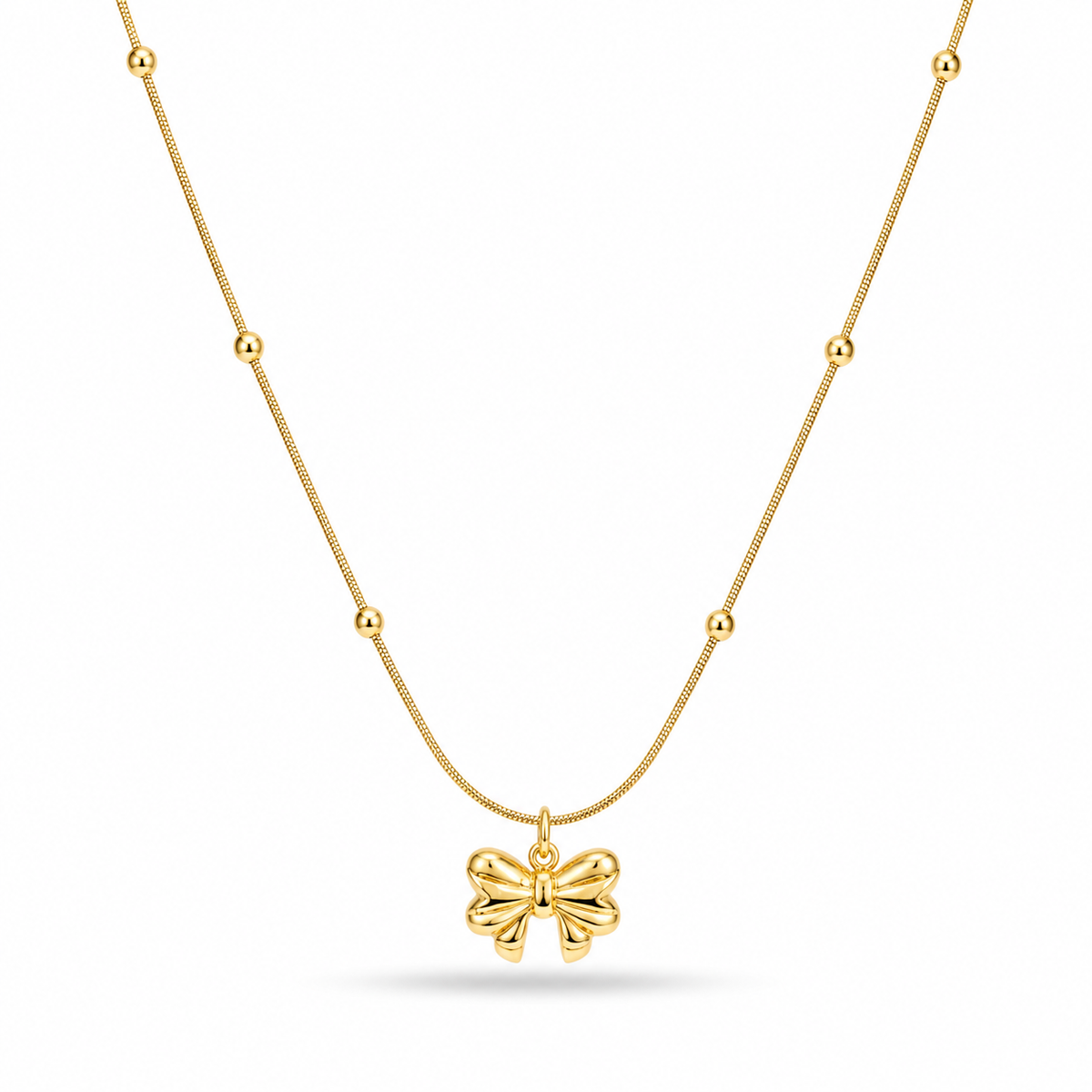 18K Golden Bow Charm Necklace