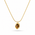 18K Gold Plated Golden Amber Stone Necklace
