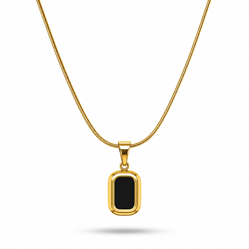18K Gold Plated Black Onyx Necklace