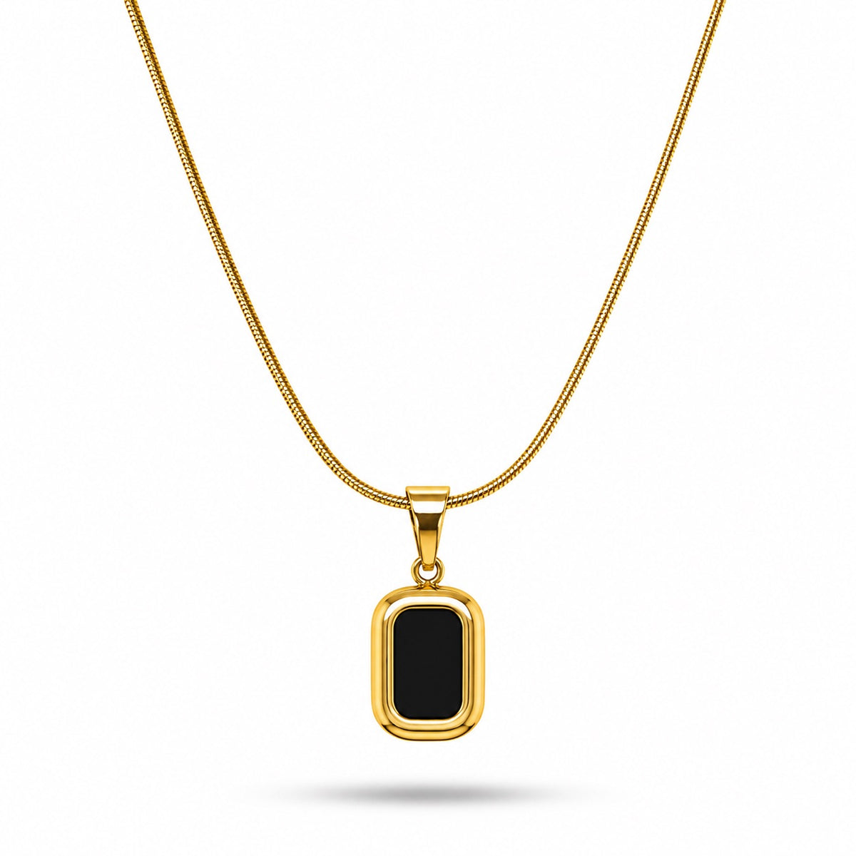 18K Gold Plated Black Onyx Necklace