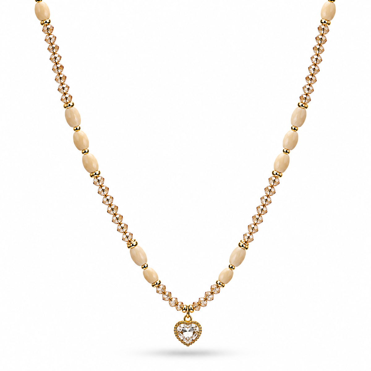 18K Gold Plated Beaded Heart Necklace
