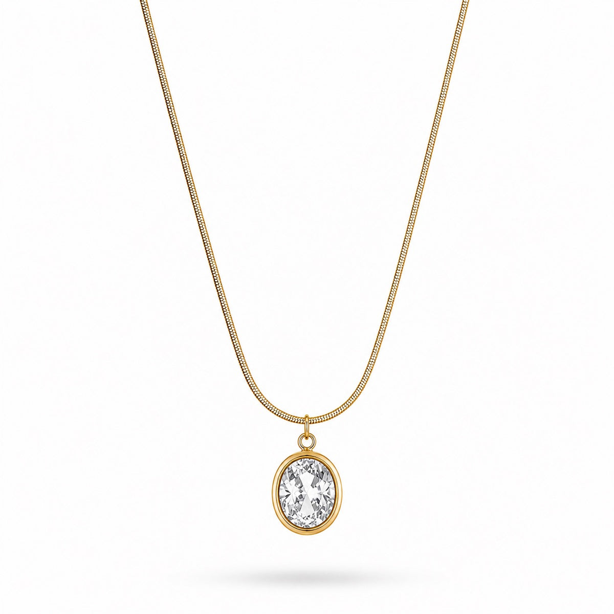 18K Gold Plated Crystal Oval Necklace