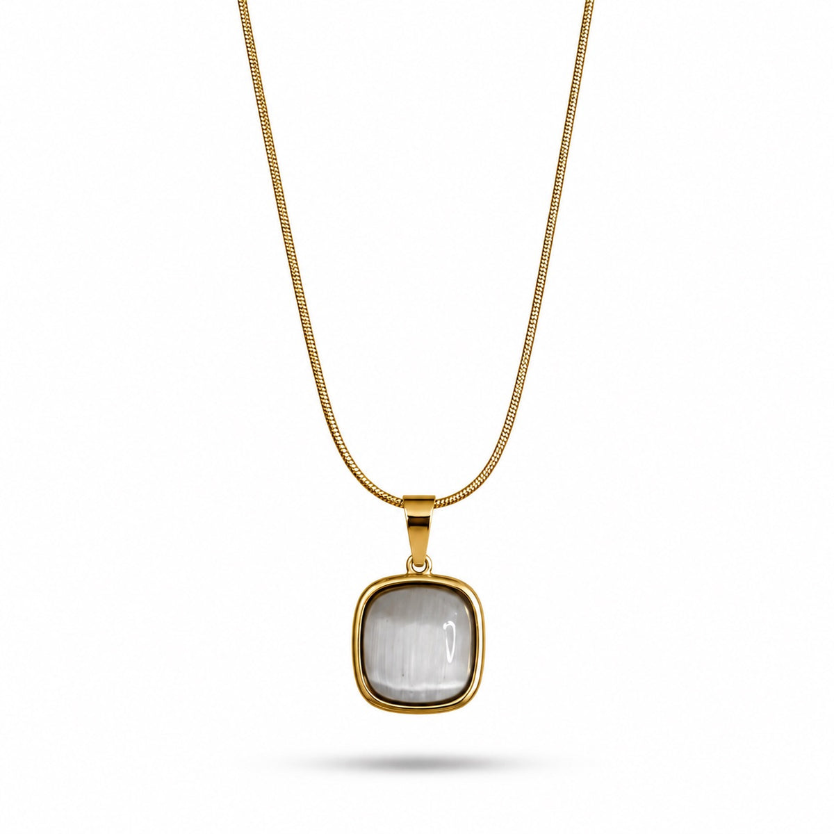 18K Gold Plated White Cat's Eye Necklace