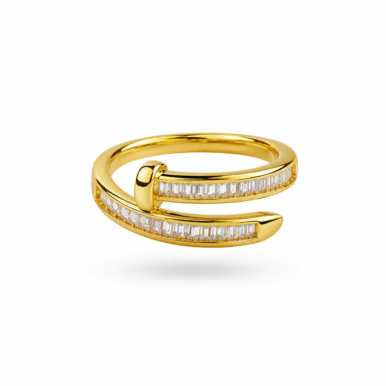 18K Baguette Crystal Wrap Adjustable Ring
