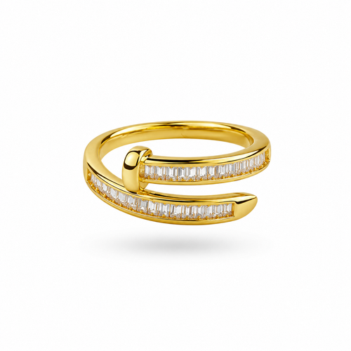 18K Baguette Crystal Wrap Adjustable Ring