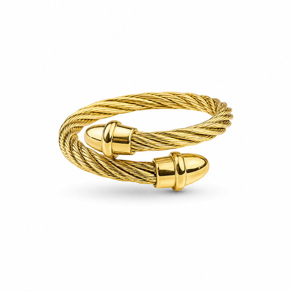 18K Twisted Cable Open Cuff Ring