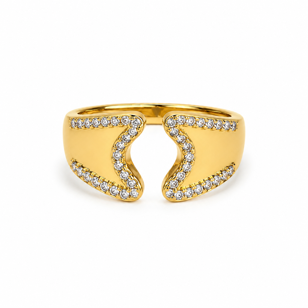 18K Crystal Wave Open Statement Ring