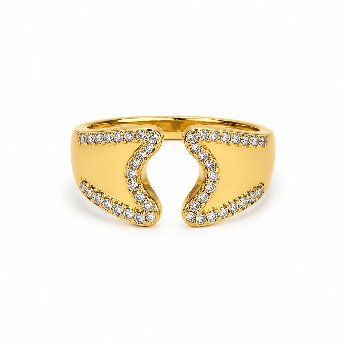18K Crystal Wave Open Statement Ring