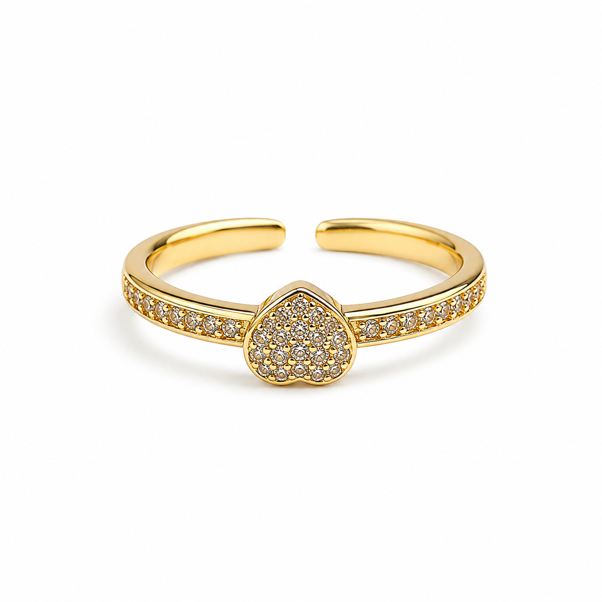 18K Crystal Heart Open Ring