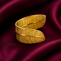 18K Textured Leaf Wrap Adjustable Ring
