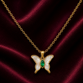 18K Emerald Butterfly Necklace