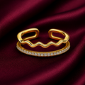 18K Dual Wave Crystal Open Ring