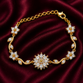 18K Floral Crystal Charm Bracelet