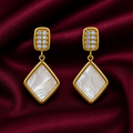 18K Mother of Pearl Diamond Drop Earrings