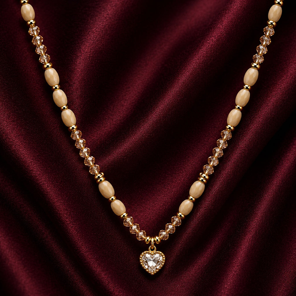 18K Gold Plated Beaded Heart Necklace