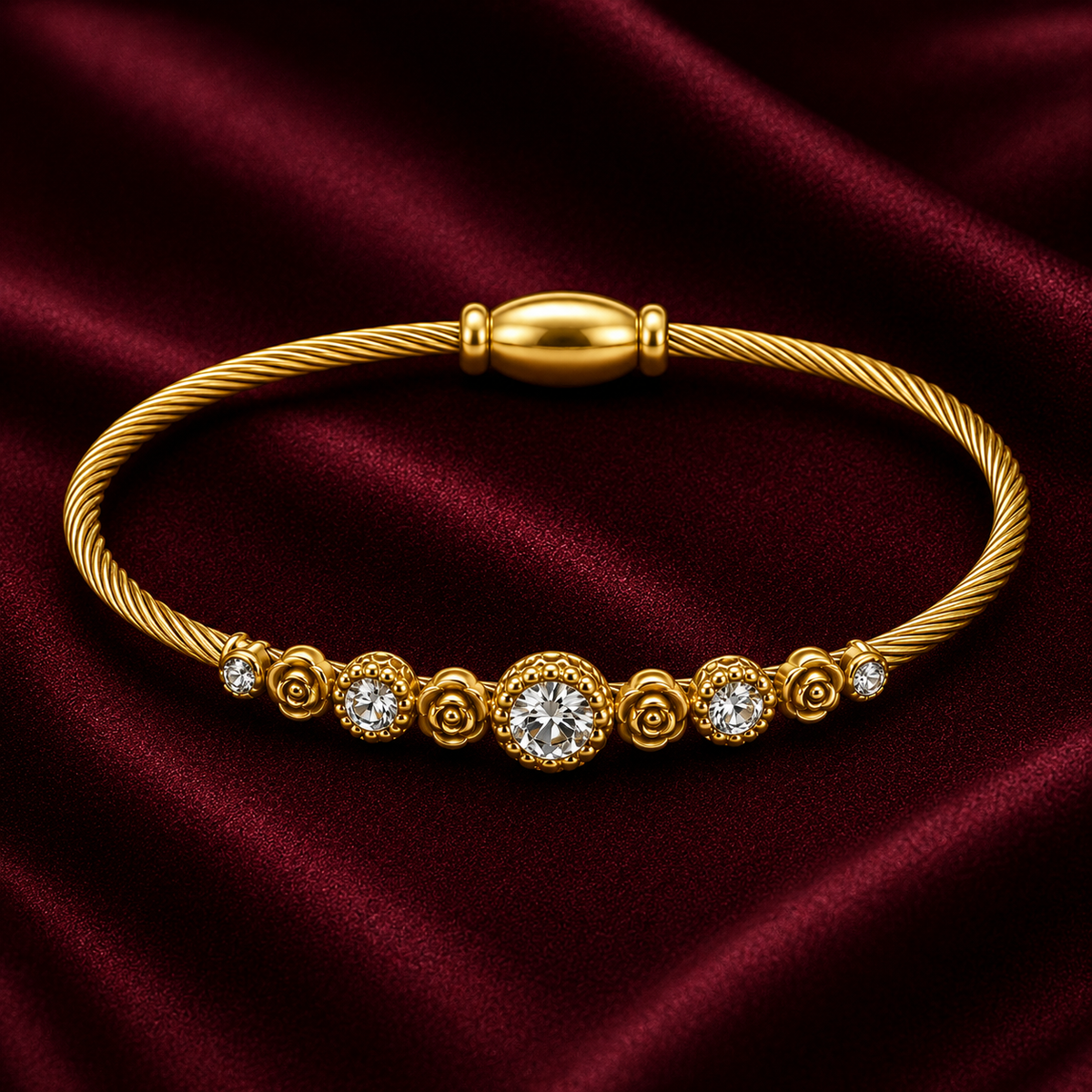 18K Rose Crystal Cable Bracelet